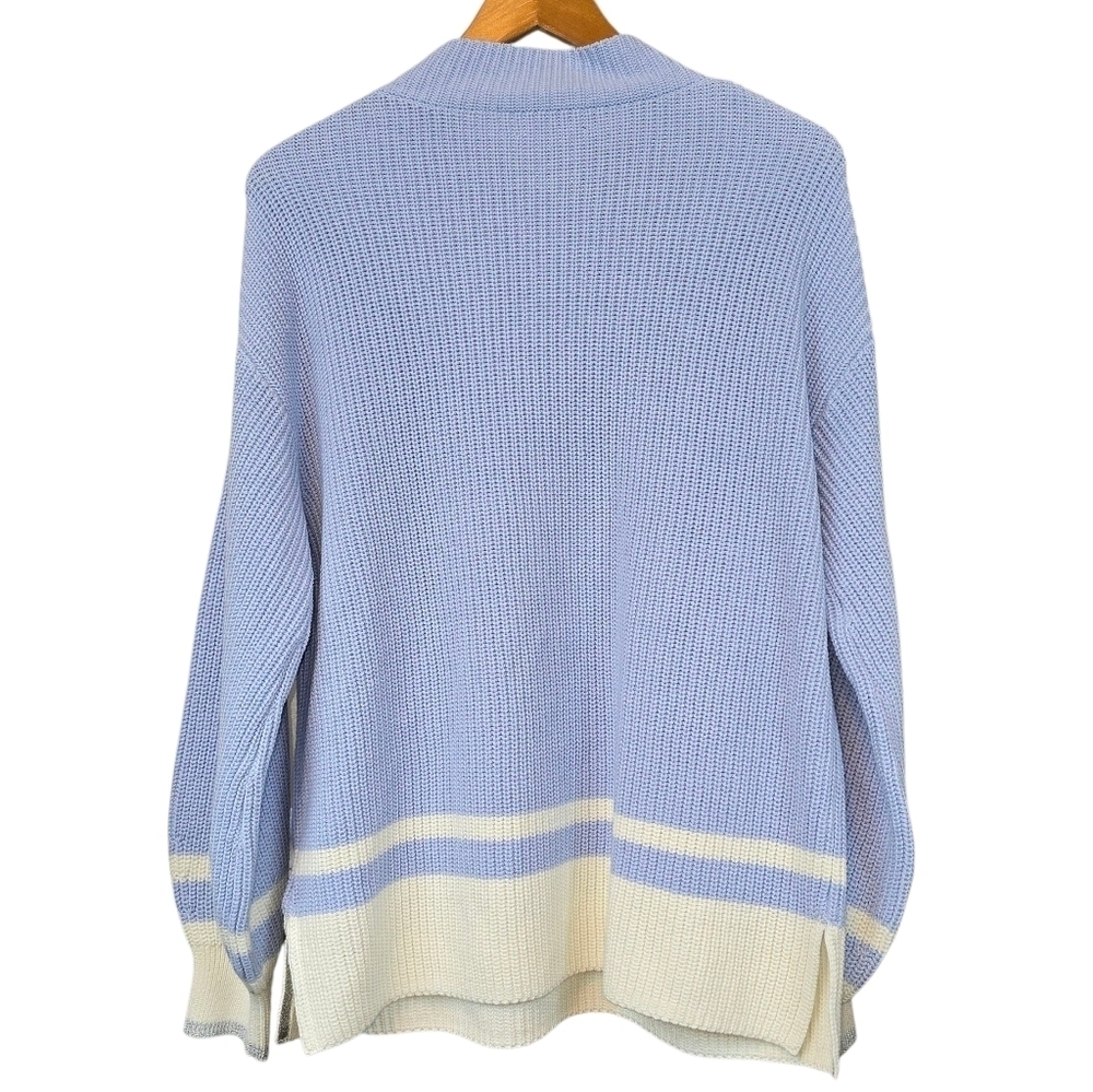 Pure Collection Organic Cotton Mock Neck Button Shoulder Sweater Size 14 - Picture 10 of 13